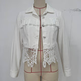 Women's Lace Hollow Out Jacket - Chic Long Sleeve Button Down Shirt With Tassel Details